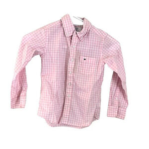 Crown Ivy Boys Pink Gingham Button Up Shirt 4 Long Sleeve Collared Plaid Pocket